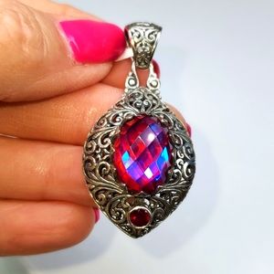 BALI LEGACY Volcanic Quartz Niassa Ruby Pendant in Sterling Silver NWT